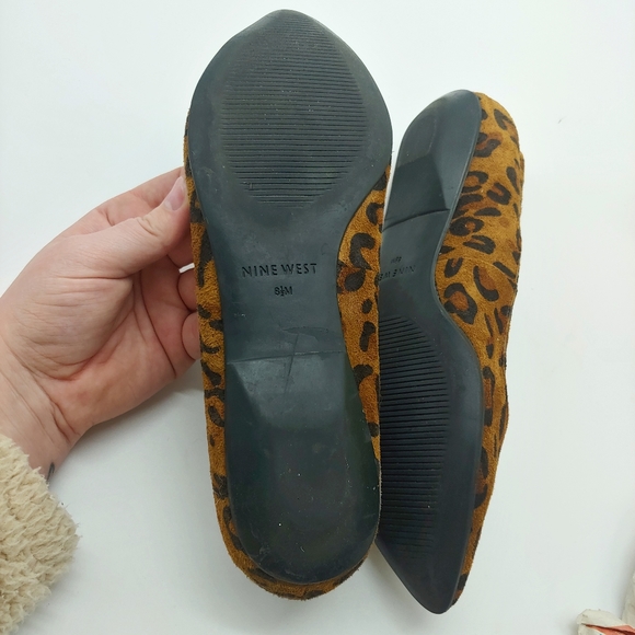 Nine West | "Naughty" Cheetah Animal Print Leather Pointed Toe Slip On Flats 6.5 - Picture 6 of 9